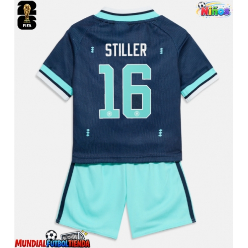 Camiseta Alemania Angelo Stiller #16 Segunda Equipación Replica Mundial 2026 para niños mangas cortas (+ Pantalones cortos)
